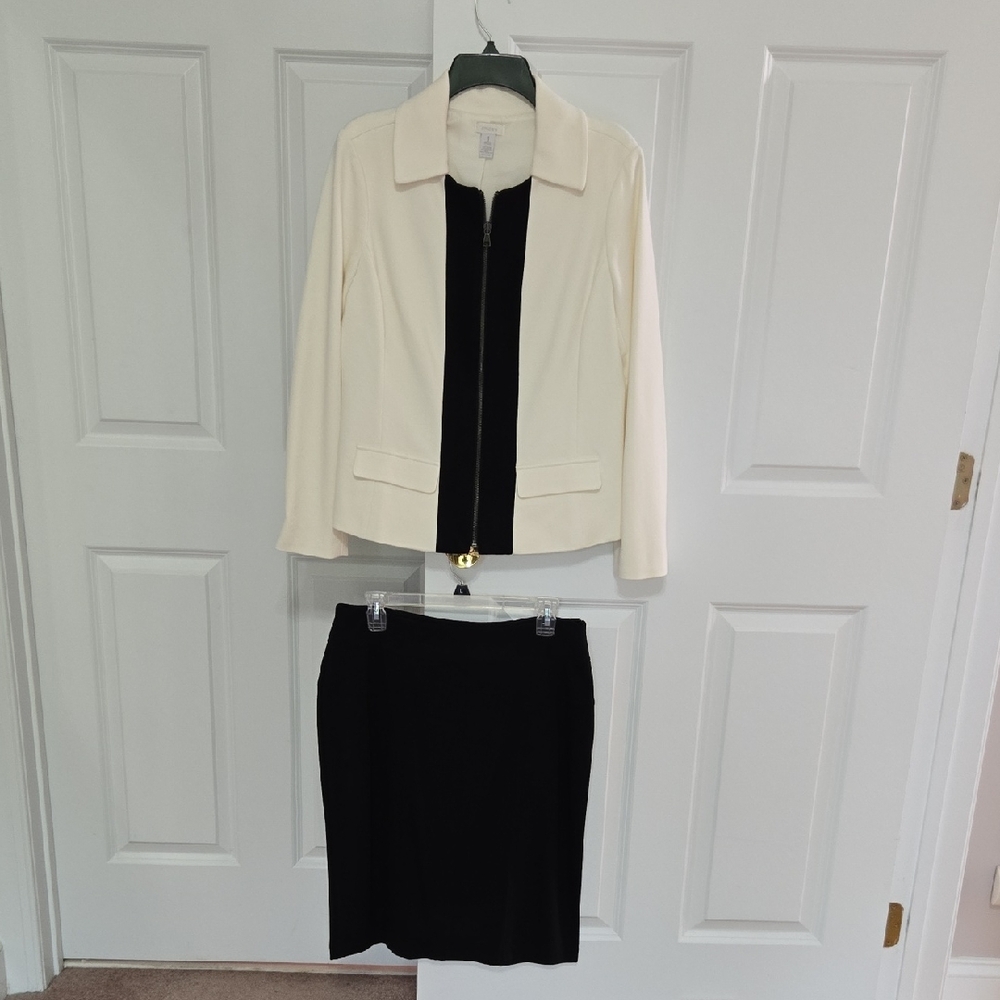 Chico's Cream and Black Suit